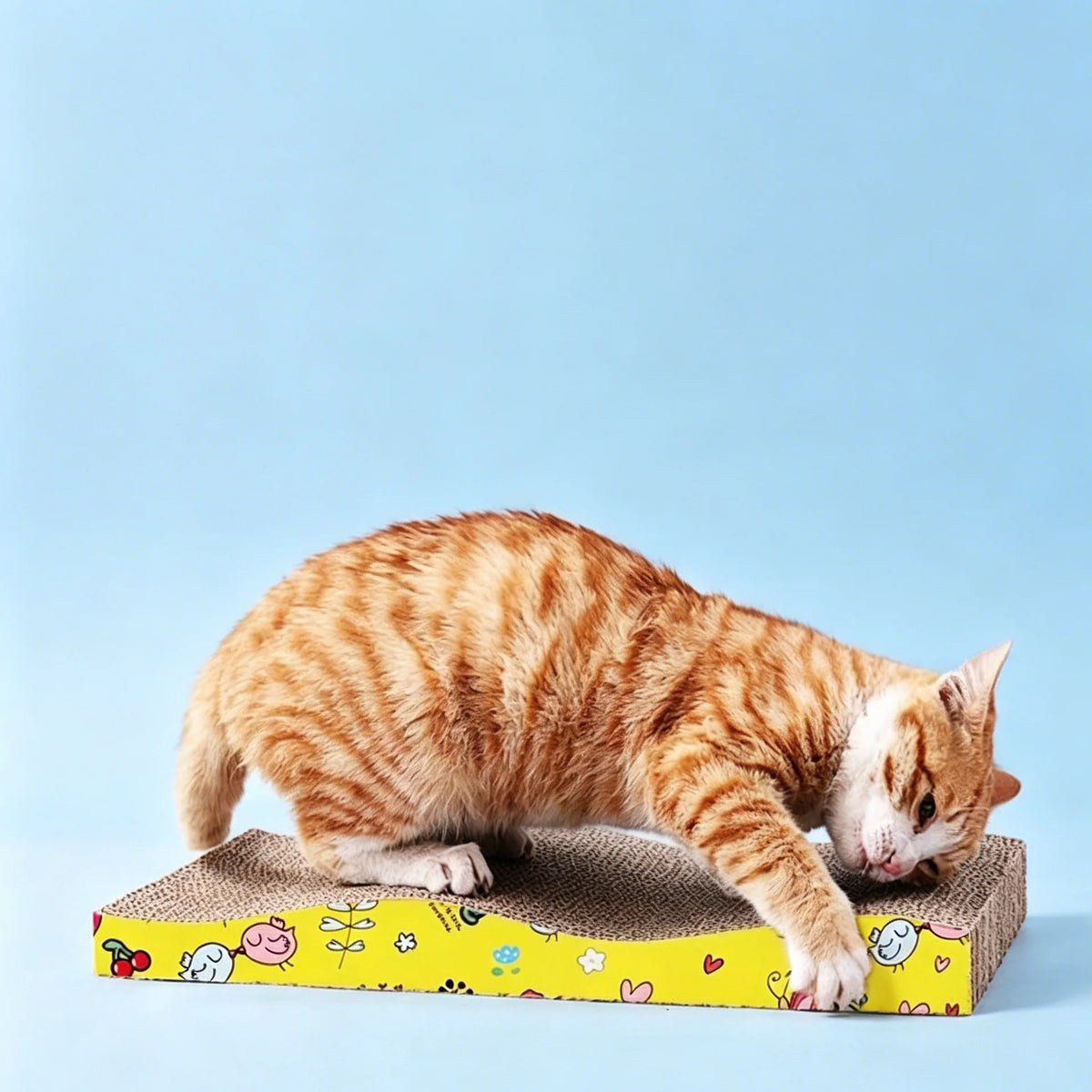 L-Shaped Vertical Cat Scratcher with Ball Toy, Full-Body Stretch Corrugated Cardboard Cat