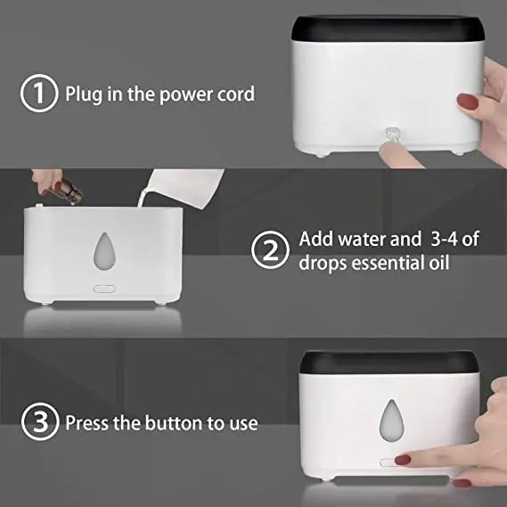 New Designed Launched Led Flame Aroma Oil Diffuser Air Humidifier