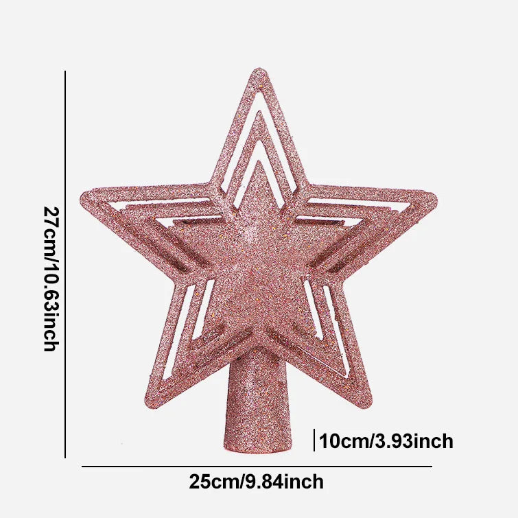 Christmas Tree Topper Star Light Projector Glitter Golden Star Tree Topper with Snowflake