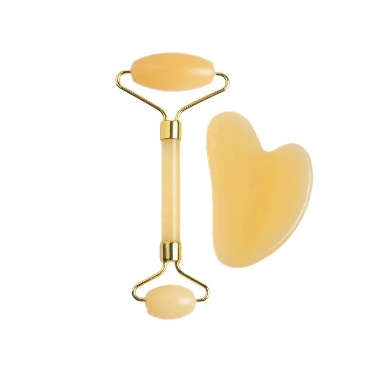 Jade Roller and Gua Sha Set Jade Facial Roller Massager Green Wind Jade Manual
