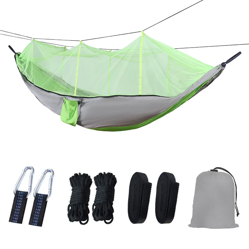 Outdoor Single Person Lightweight Foldable Hammock Mosquito Net Nylon Material 200kg
