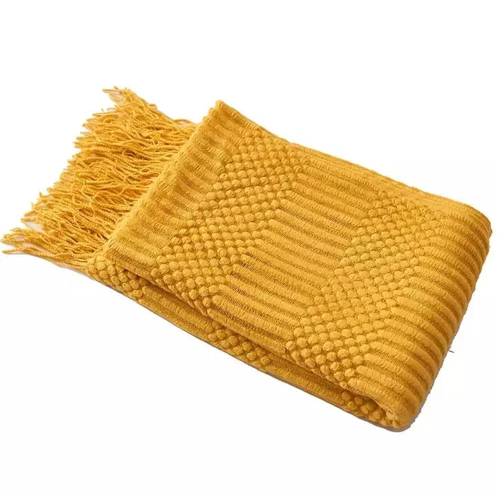 Knitted Wool Throw Blanket for Beds With Tassel Manta Cobertor Chunky Knit Blankets Sofa
