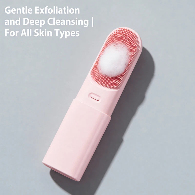 New Hand Held Electric Silicon Facial Cleansing Brush Heating Function Waterproof