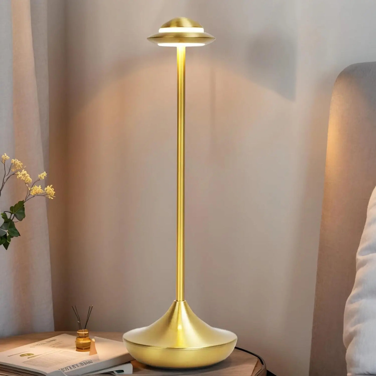 Portable Cordless Table Touch LED Rechargeable Battery Dimmable Warm White Light