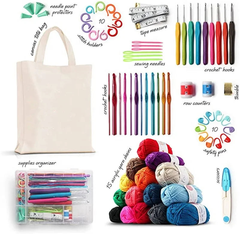 73 Piece Crochet Tools Kits Various Yarn Balls Needles Accessories Yarn Set Crochet Kit