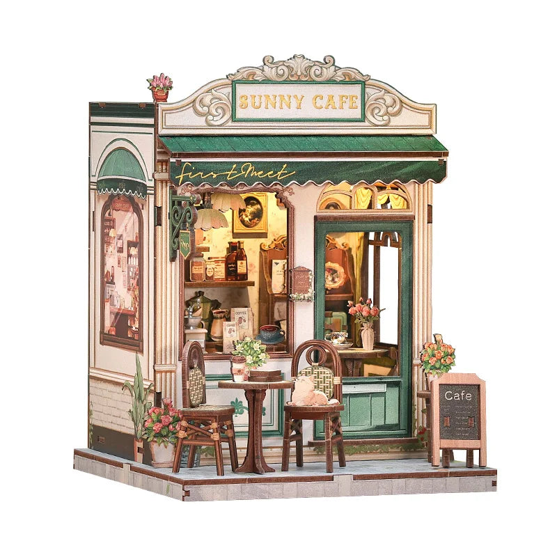 Top Gift DIY Book Nook 3D Wooden Puzzle Miniature House DIY Craft Kit Assembled Wooden Toy