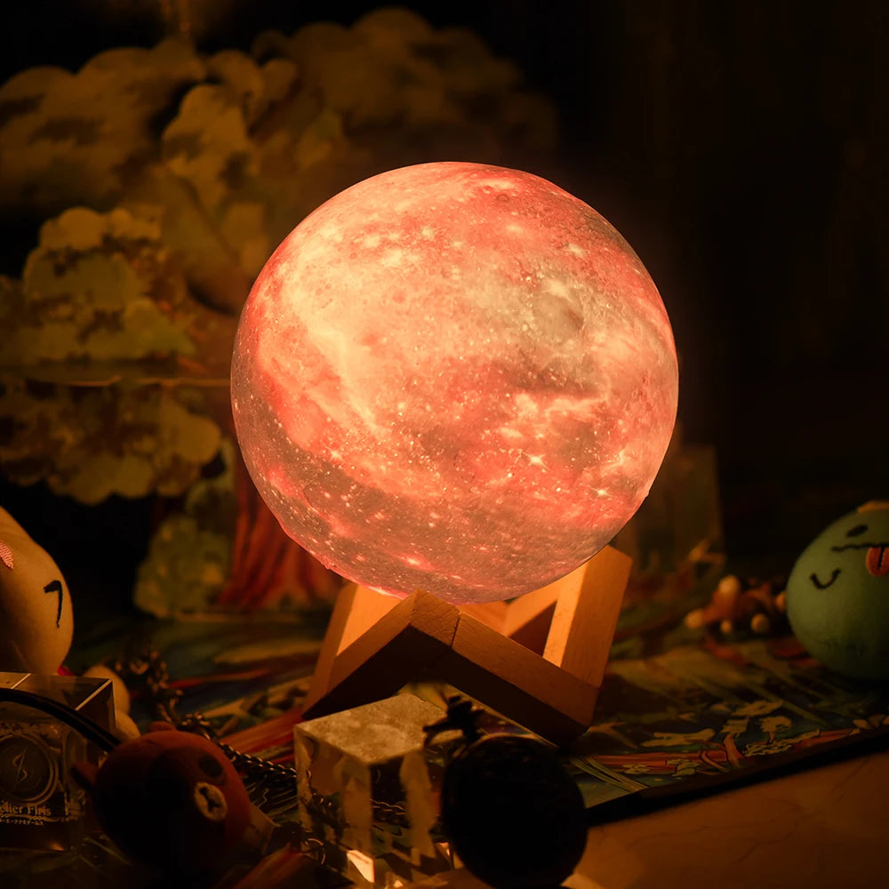 3D Moon Night Light Lamp Star Lamp 3D Lunar Night Light Remote Control 16 Colors Moon