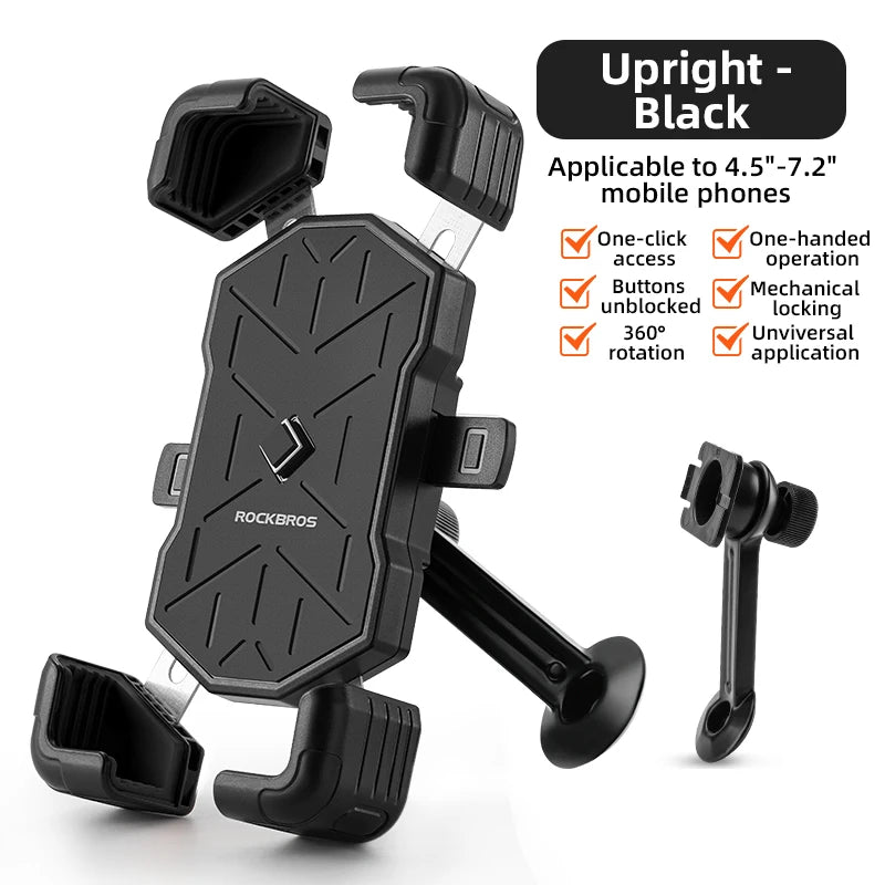 Bicycle Phone Holder Mount 360 Degree Adjustable Fit for 4.5-7.2 Inch Bike Handlebar Cell