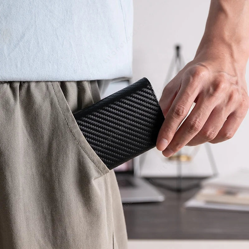 Minimalist Carbon Fiber RFID Metal Wallet Smart Aluminum Wallet Men Mini Card Protector