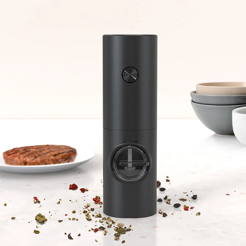 Battery Operated Electric Spice Mill Plastic Automatic Salt Pepper Grinder Set With Led