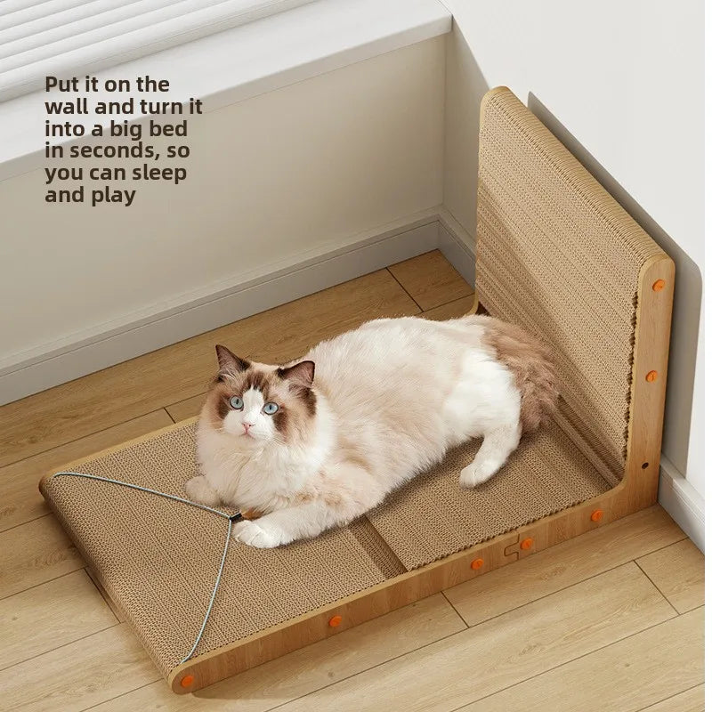 New Cat Scratching Board, Standing Corrugated Cardboard with Bell Ball, Durable Pet