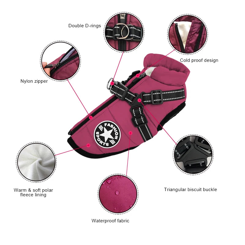 All Pet Winter Jacket Drying Coat Pet Waterproof Reflective Cat Vest Luxury Warm Custom