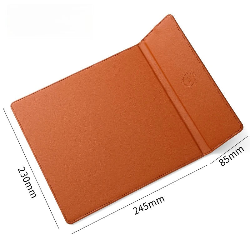 15W Fast Wireless Charging Mouse Pad, Small PU Leather Non-Slip Desk Mat with for Office