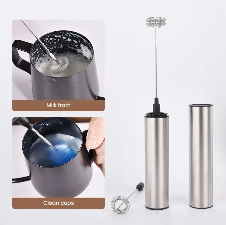 Milk Frother Rechargeable Handheld Electric Whisk Coffee Mixer With 3 Speed Adjustable