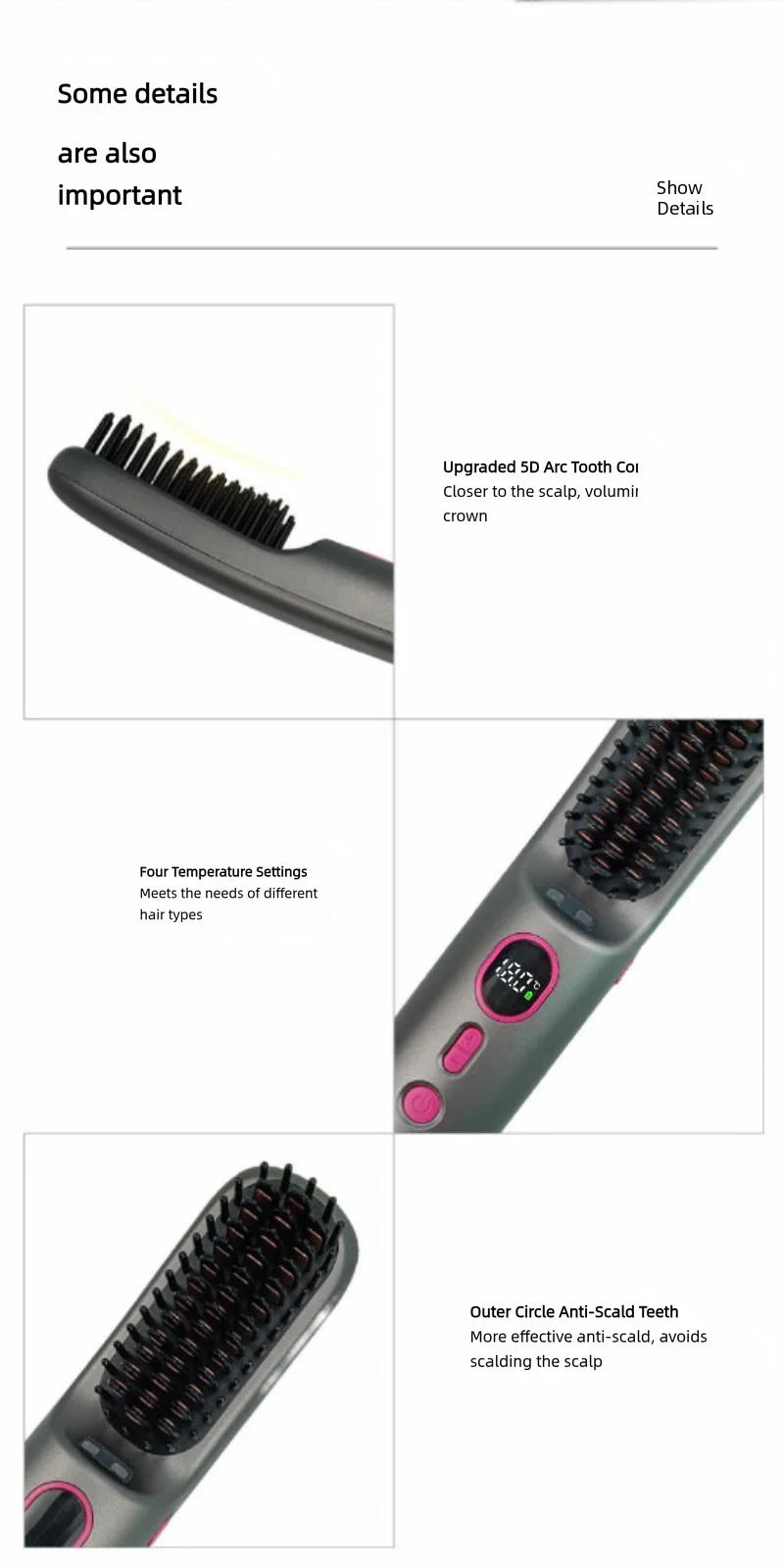 Portable Straightening Brush for Travel Negative Ions Fast Heating Straightener Comb