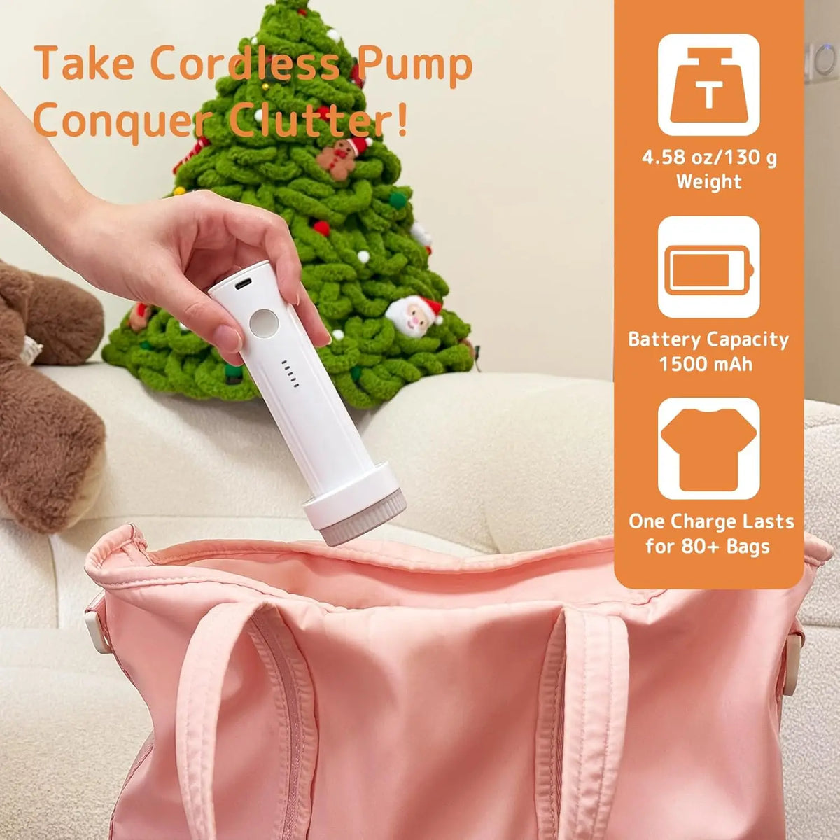 Multiple Packs PA+PE Vacuum Bags Travel Rechargeable Cordless Type-C Pump Carry-On (Pack of 2)