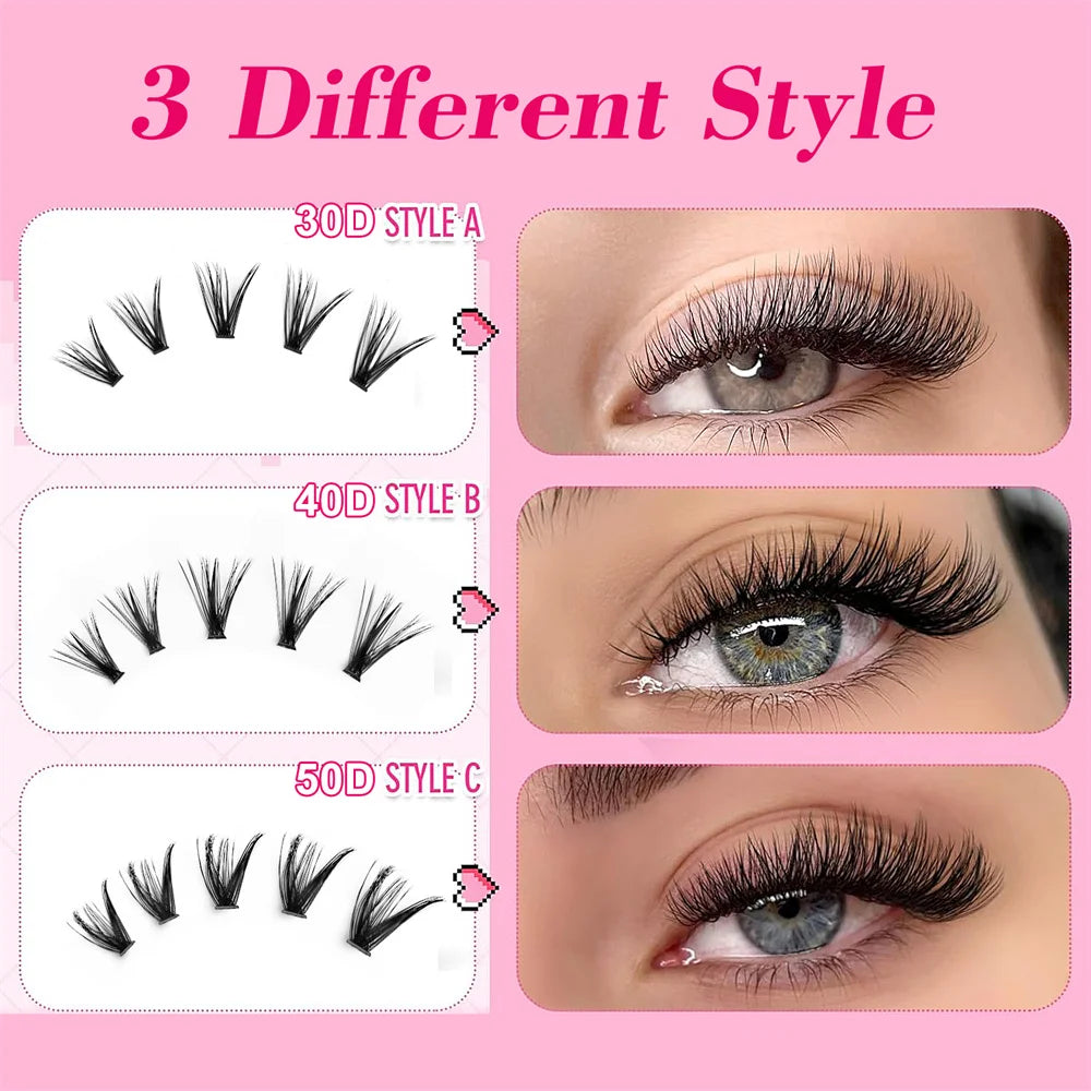 Cluster Lashes Individual Eyelashes DIY Segment Lashes Cluster Kit With Bond and Seal