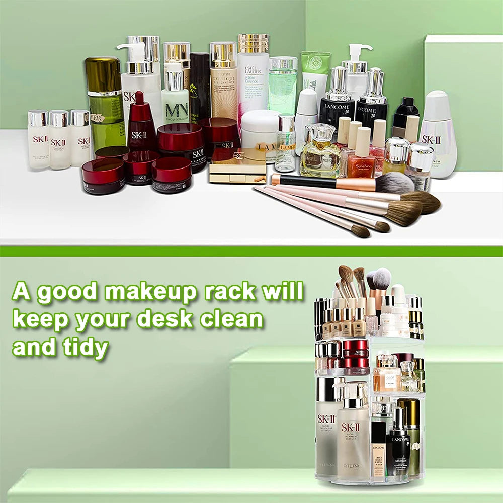 Makeup Storage Box Transparent Acrylic Cosmetic Stand Rotating 360 Makeup Storage