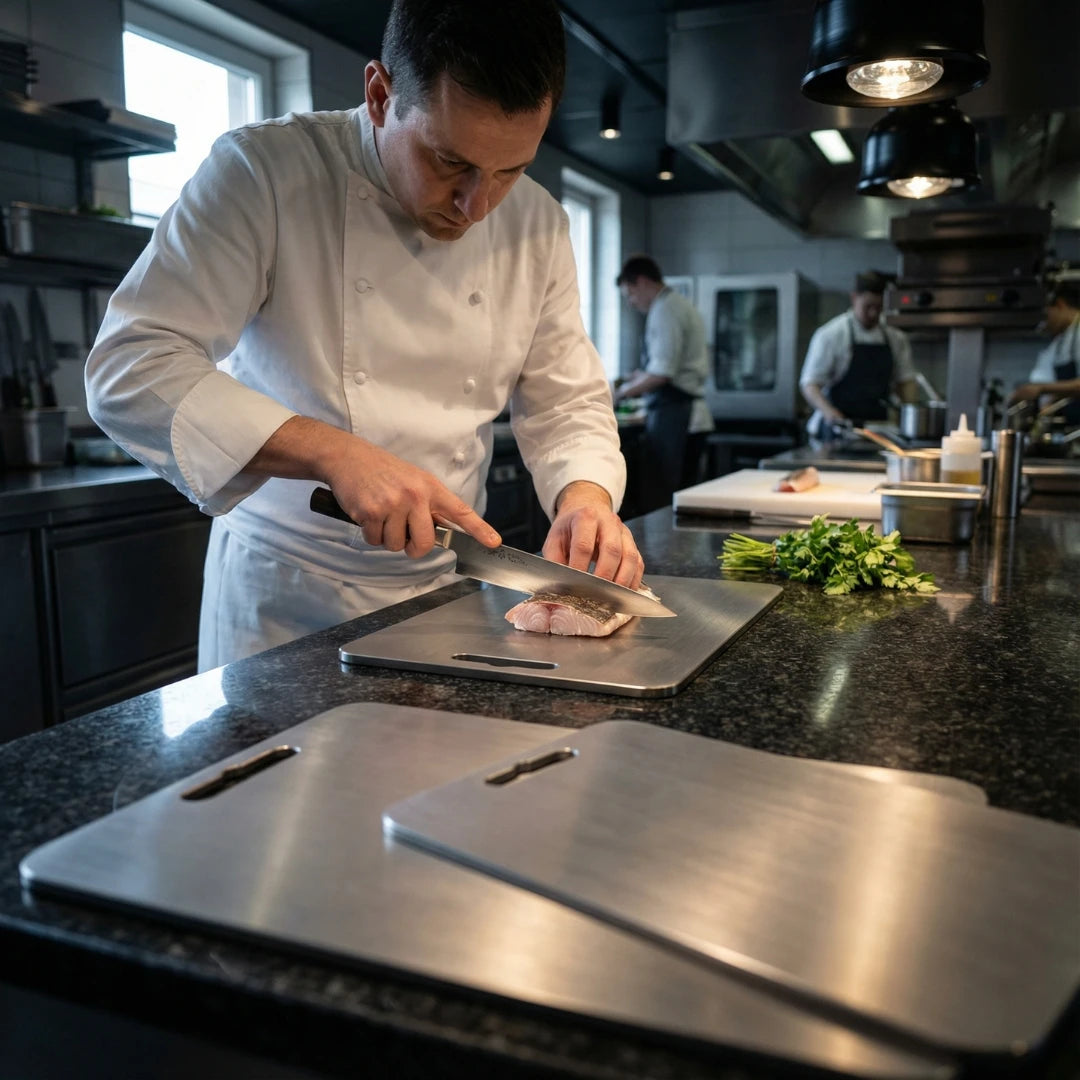 Professional Titanium Chopping Board-Ultra-Light 1mm Hypoallergenic Corrosion-Proof