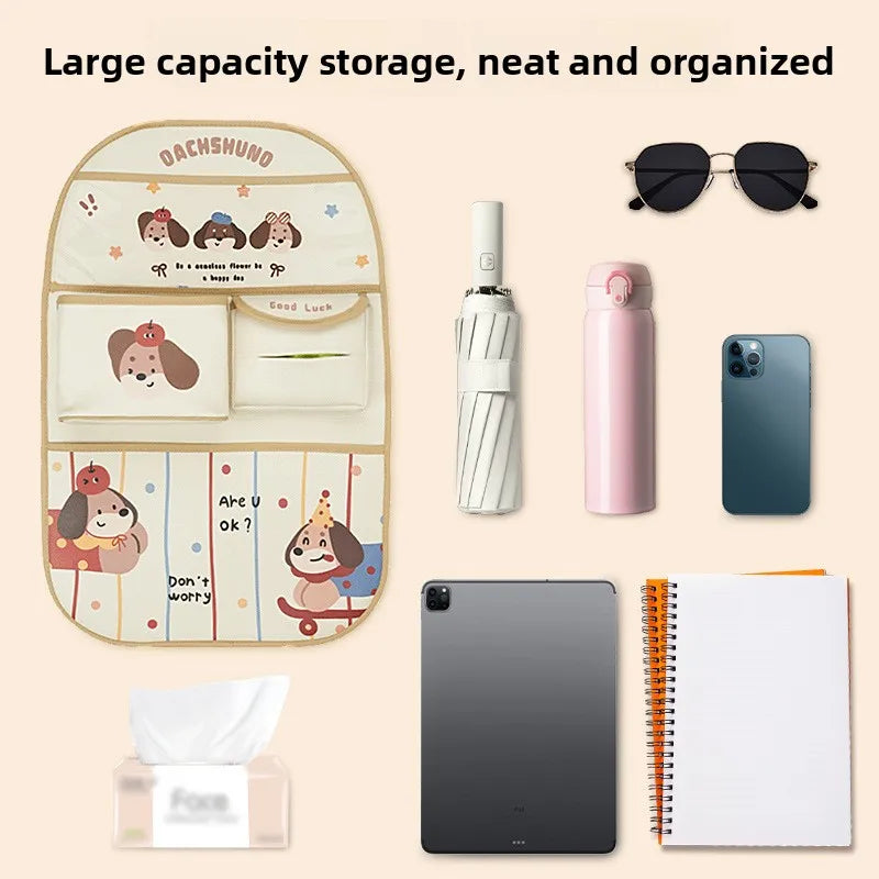 Custom Leather Cartoon Customizable Car Backseat Storage Bag Organizer New Creative Trash
