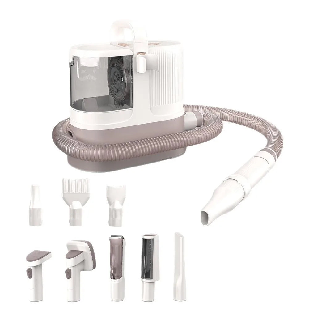Pet Grooming Vacuum and Dryer Kit with 9 Attachments and Adjustable Temperature for Dog