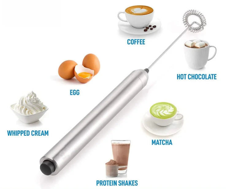 Automatic Battery Powered Stainless Steel Electric Whisk Electric Milk Frother