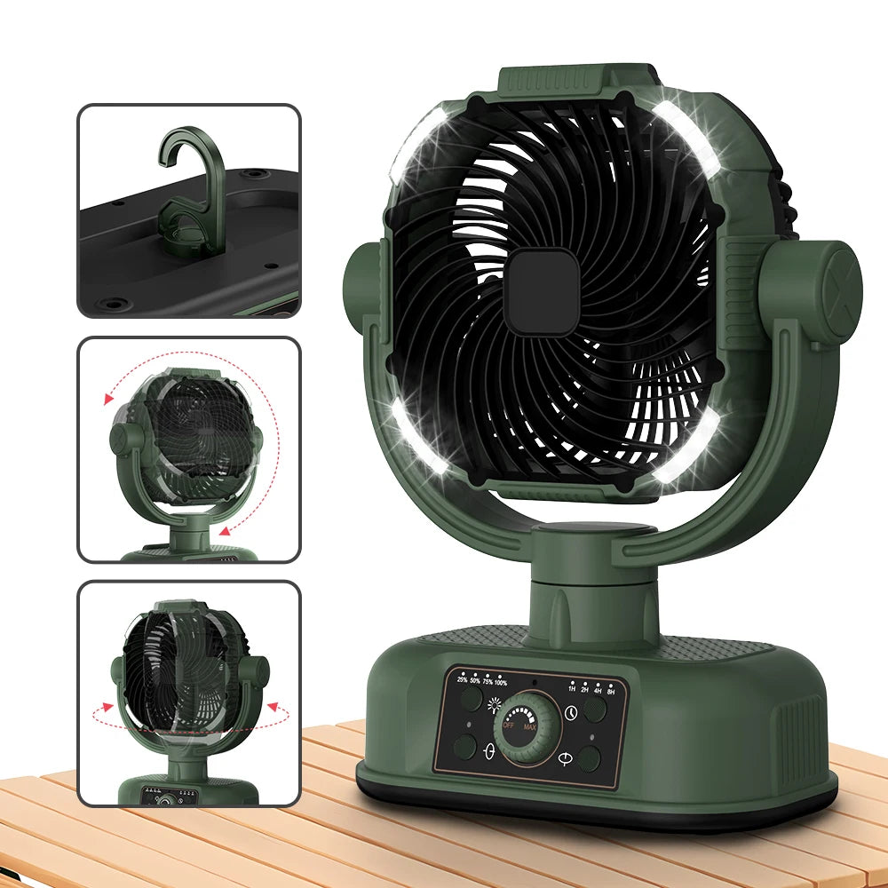 Wall Mounted Outdoor Fan Summer Gift Air-Cooled Fan USB Rechargeable Desktop Portable