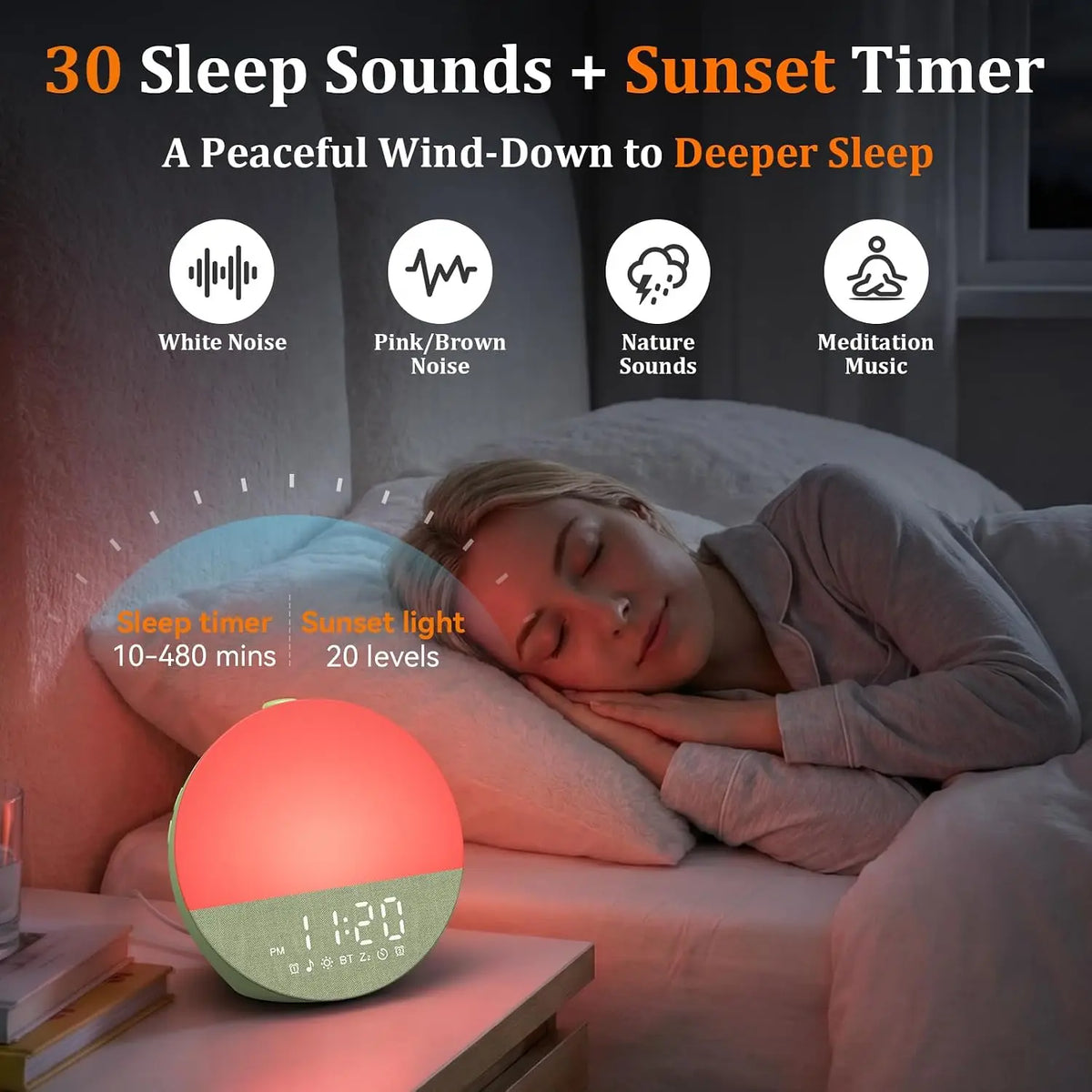 Wake-Up Sunrise Alarm Clock: Gradual Sunrise Simulate for Dark Morning Bedroom - Dual