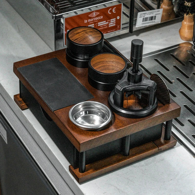 Coffee Wood Eco-Friendly Minimalist Tamper Stand Tamping Station Barista Tool Organizer