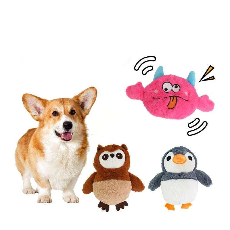 Electric Moving Squeaky Plush Pet Toy USB Charging Dog Cat Interactive Play Toy