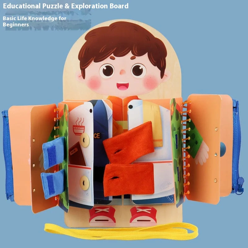 Children'S Multi-Layer Busy Board Wooden Montessori Early Education Toys Kindergarten