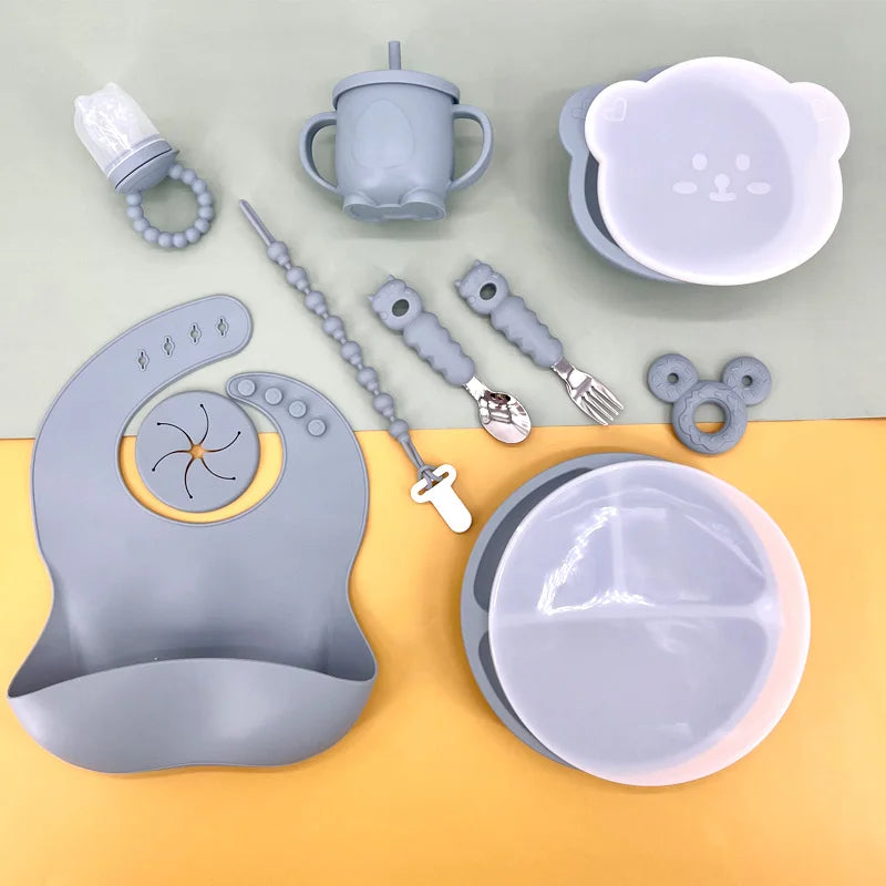 Baby Products Silicone Baby Feeding Set Food Grade BPA Free Silicone Dinnerware Baby Set