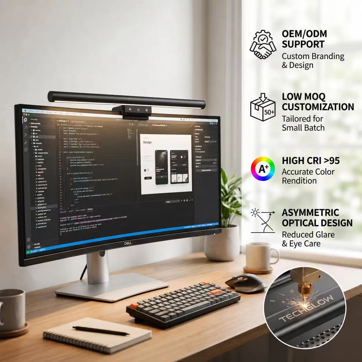 Adjustable Brightness Screen Hanging Light Bar USB LED Monitor Lamp for Desktop Workspace