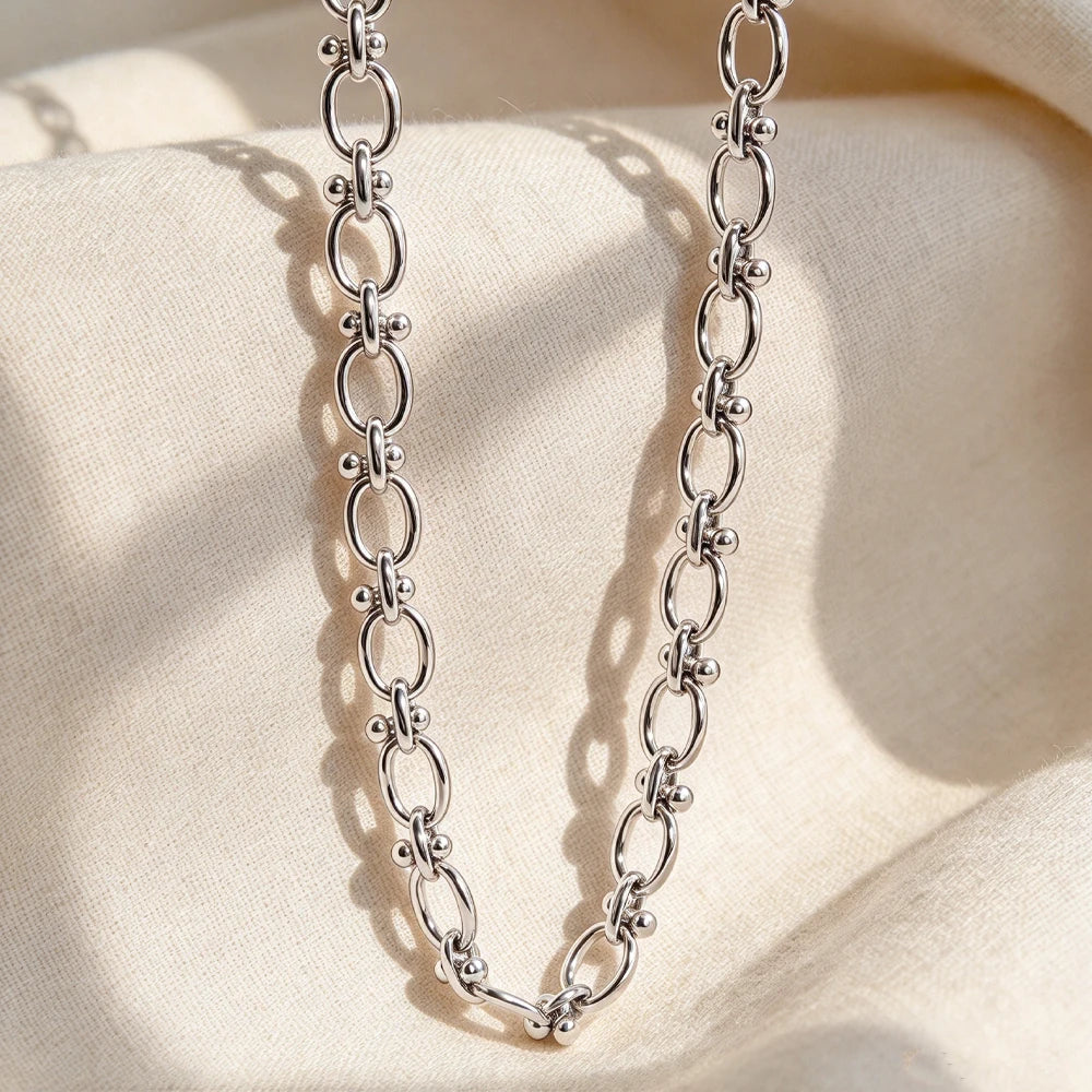 18K Gold Plated Rhodium Plated Stainless Steel Necklace Vintage Modern Classic Geometric