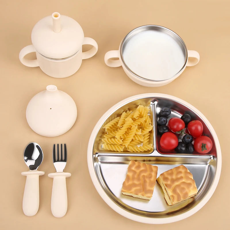 Food Grade Supplies Silicone Bib Spoon Bowl Kids Dining Baby Accessories Feeding