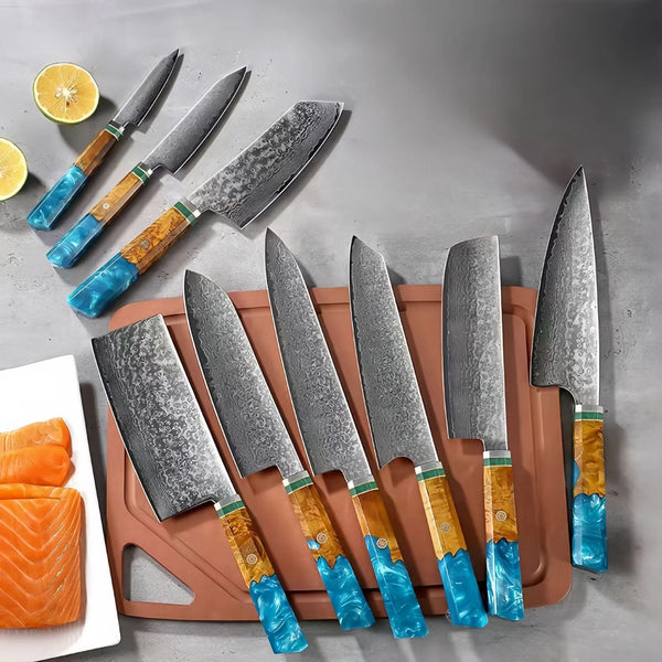 Professional Damascuse Knife Set Hand-Forged Kitchen Knife Set 67-Layer Laser-Cut