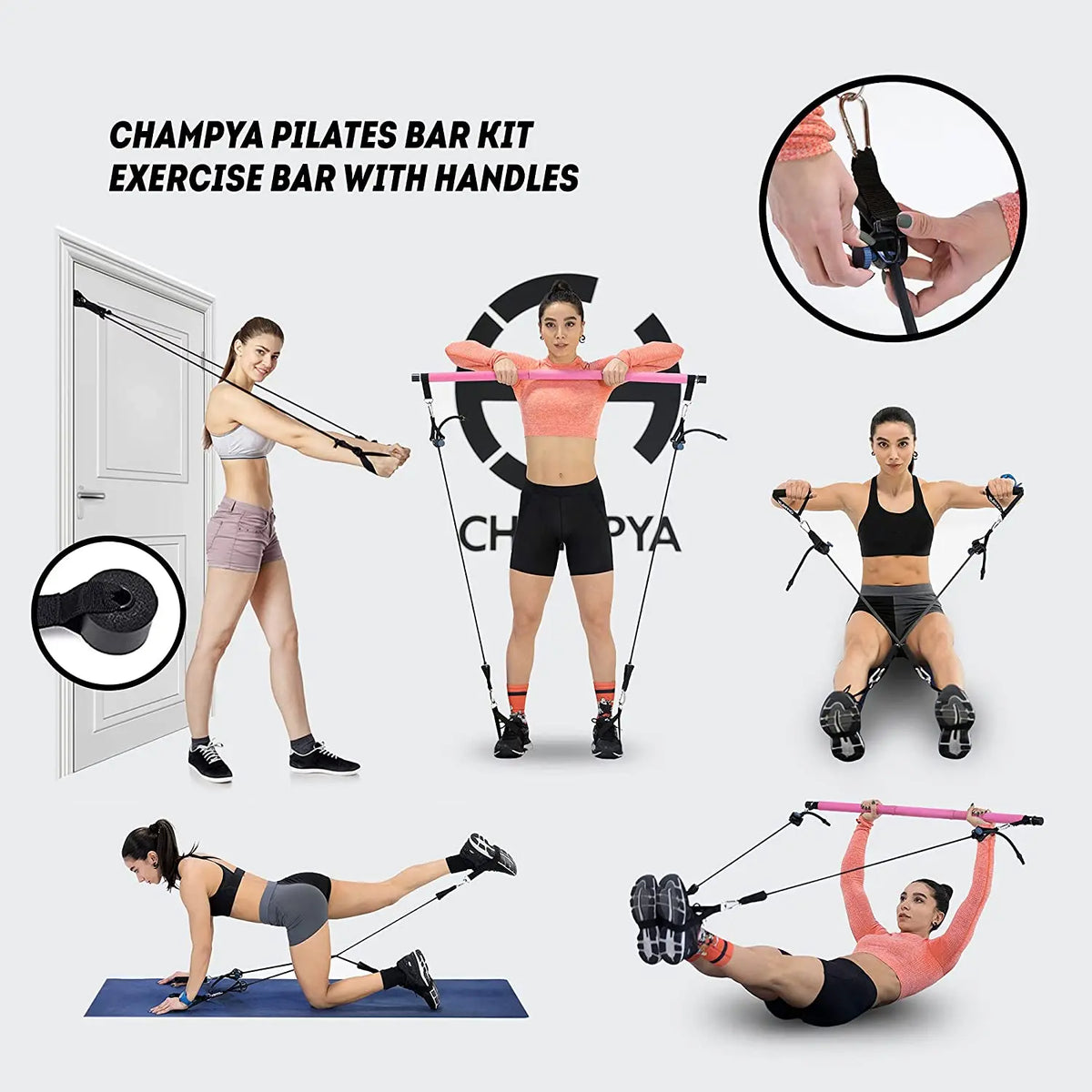 Pilates Bar Kit with Resistance Bands, Workout for Whole Body,Exercise Fitness Equipment