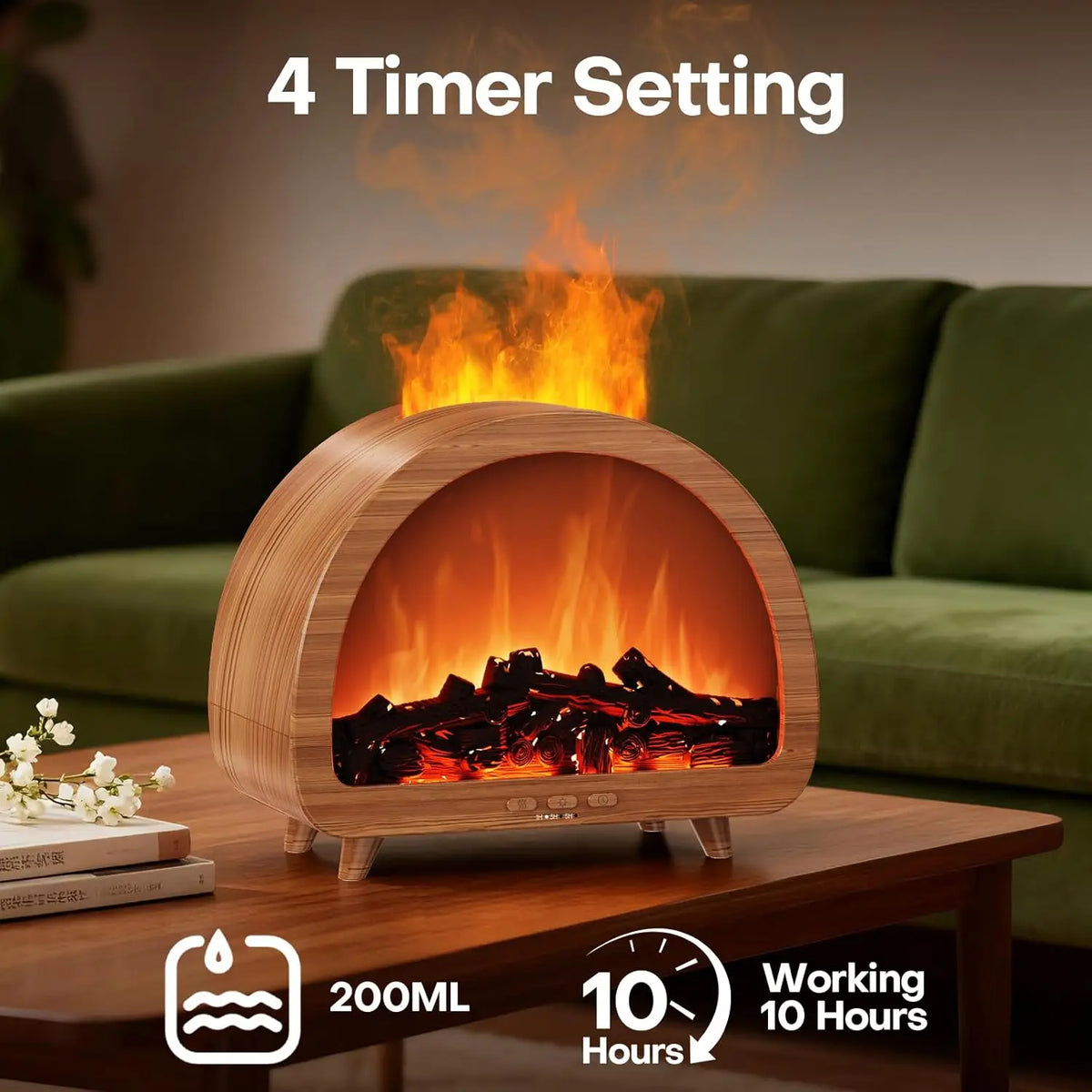 Portable USB Plastic Aroma Diffuser Flame Humidifier 3D Fire Ultrasonic Remote Control