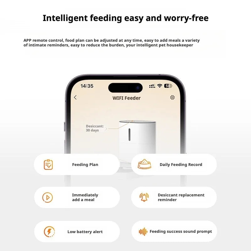 4L Smart Automatic Pet Feeder with APP Control Charge & Battery Powered Stainless Steel