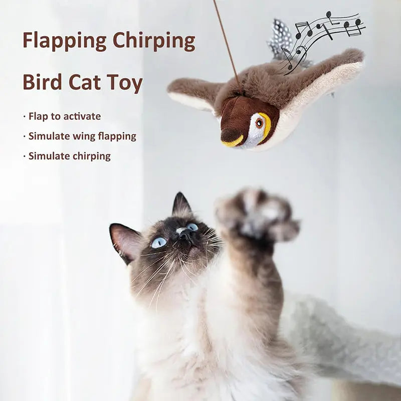 USB Rechargeable Interactive Cat Toy Simulated Chirping Bird Automatic Flapping Wings