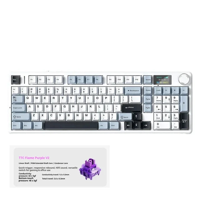F99Max Wireless Mechanical Keyboard 3-Mode BT 2.4G 101 Keys Hot-Swap PBT Keycaps RGB