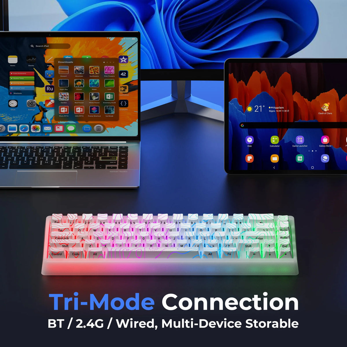 M67 JadeStone Mechanical Keyboard 65% Wireless 2.4G/USB-C Tri-Mode Hot Swappable Portable