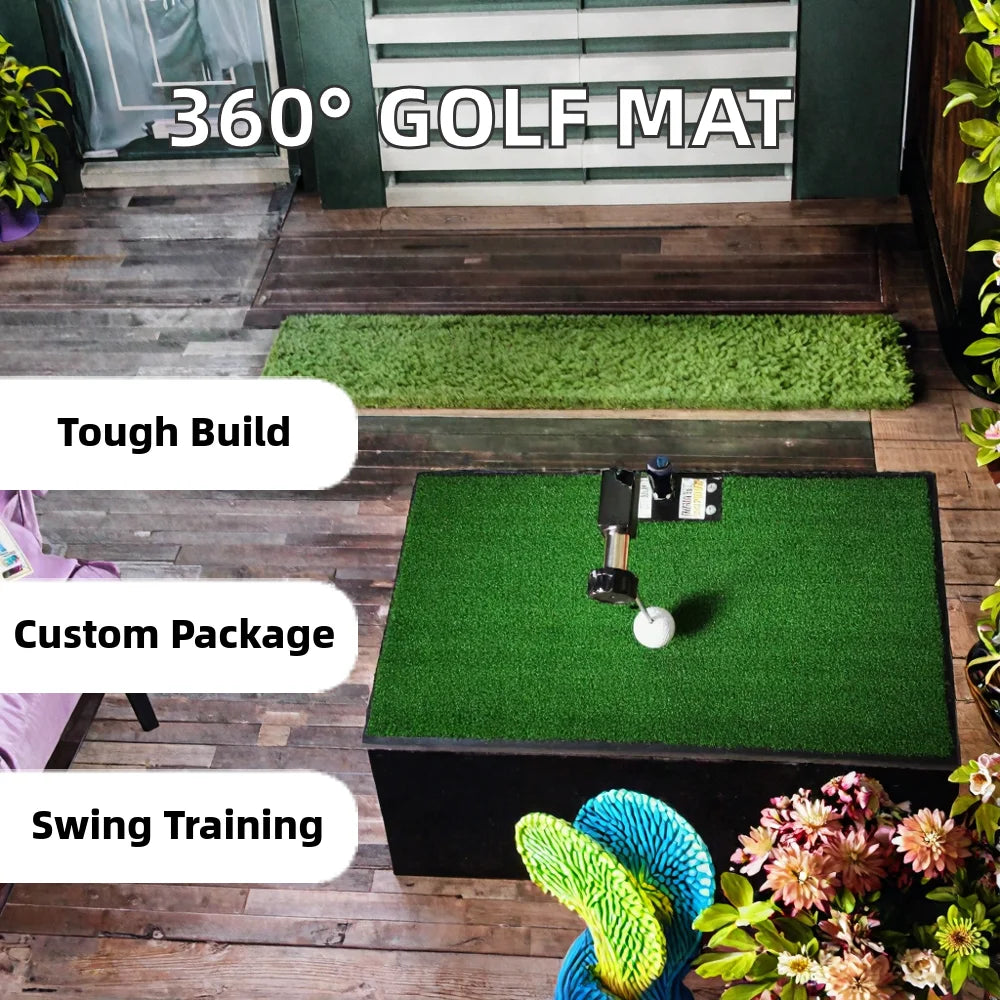 SeeMore Nylon Golf Practice Trainer Mat 360 Rotation Driving Range and Chipping Mat Swing