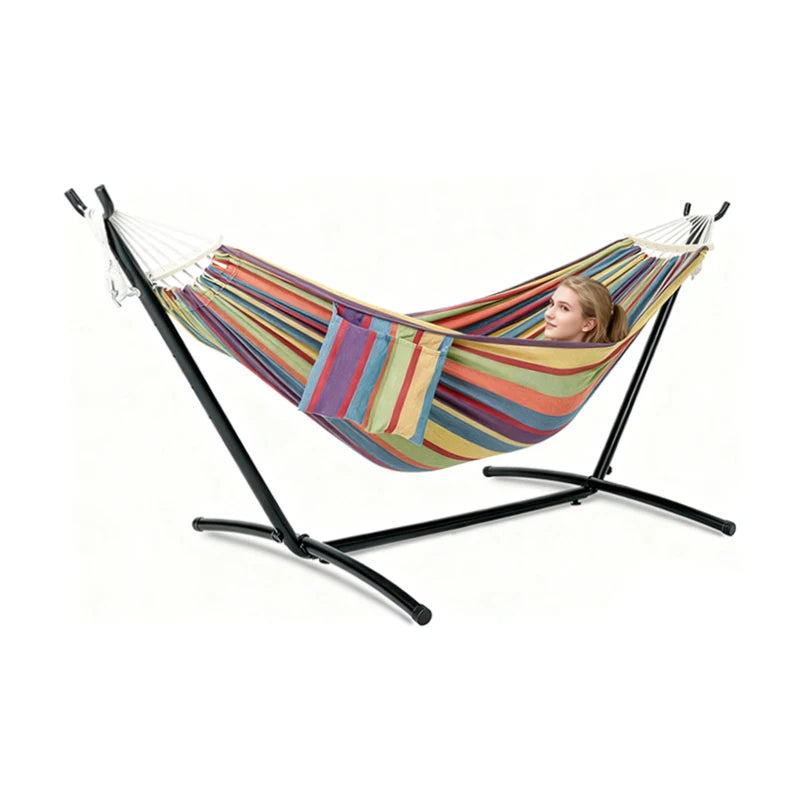 Garden Outdoor Camping Hammock With Foldable Steel Stand & Carry Bag Hanging Swing Bed