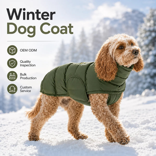 Waterproof Warm Quilted Outdoor Pet Jacket Adjustable Drawstring Winter Puppy Clothes Dog