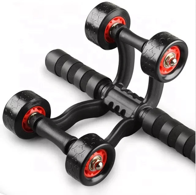 Multi-Function 4 Wheel Abs Roller with Knee Pad Mat Abdominal Wheel Fitness Ab Abdominal