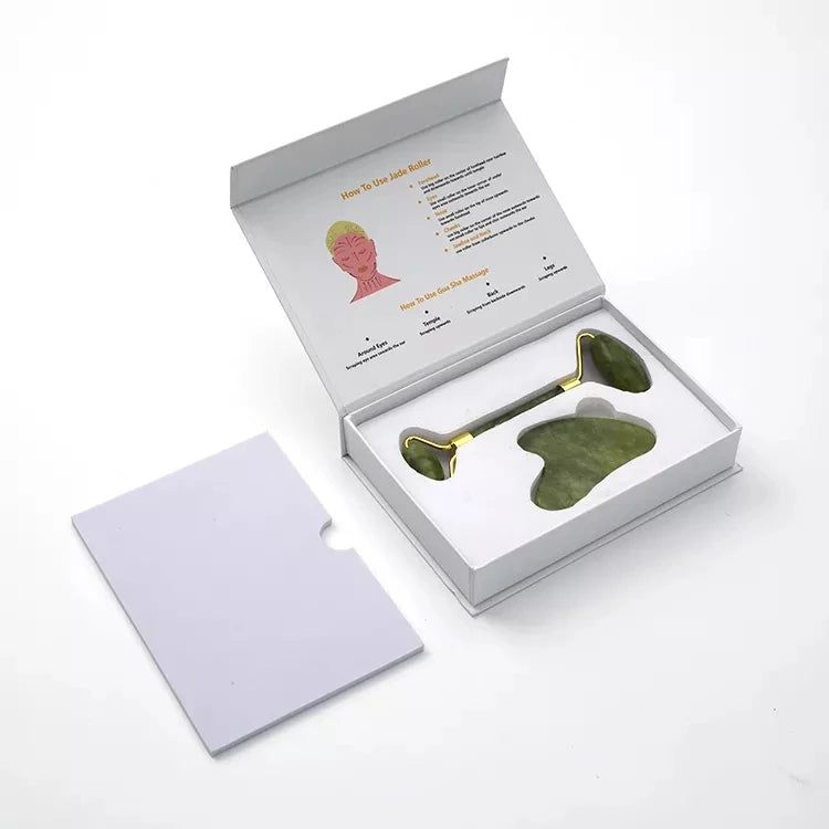 Jade Face Roller Gua Sha Skincare Tool Kit Gift Packaging Box Facial Roller and Guasha