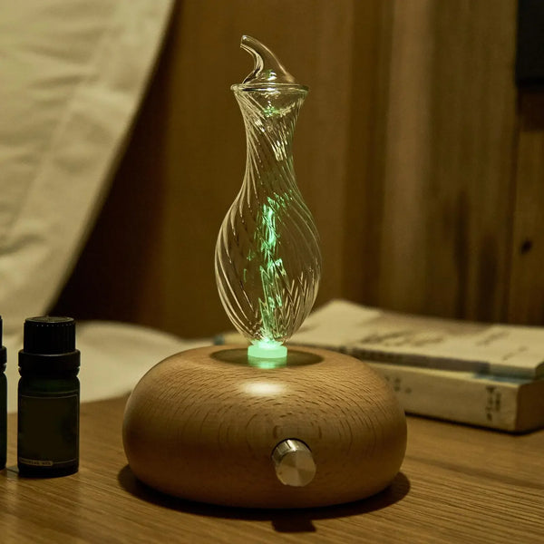 USB Powered Electric 50ml Wood Glass Aromatherapy Nebulizer Portable Waterless Essential