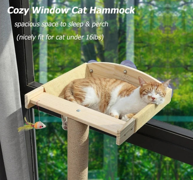 Modern Plush Wooden Cat Climbing Scratcher Inside Cat Climber Perch Hammock Cat Sleeping