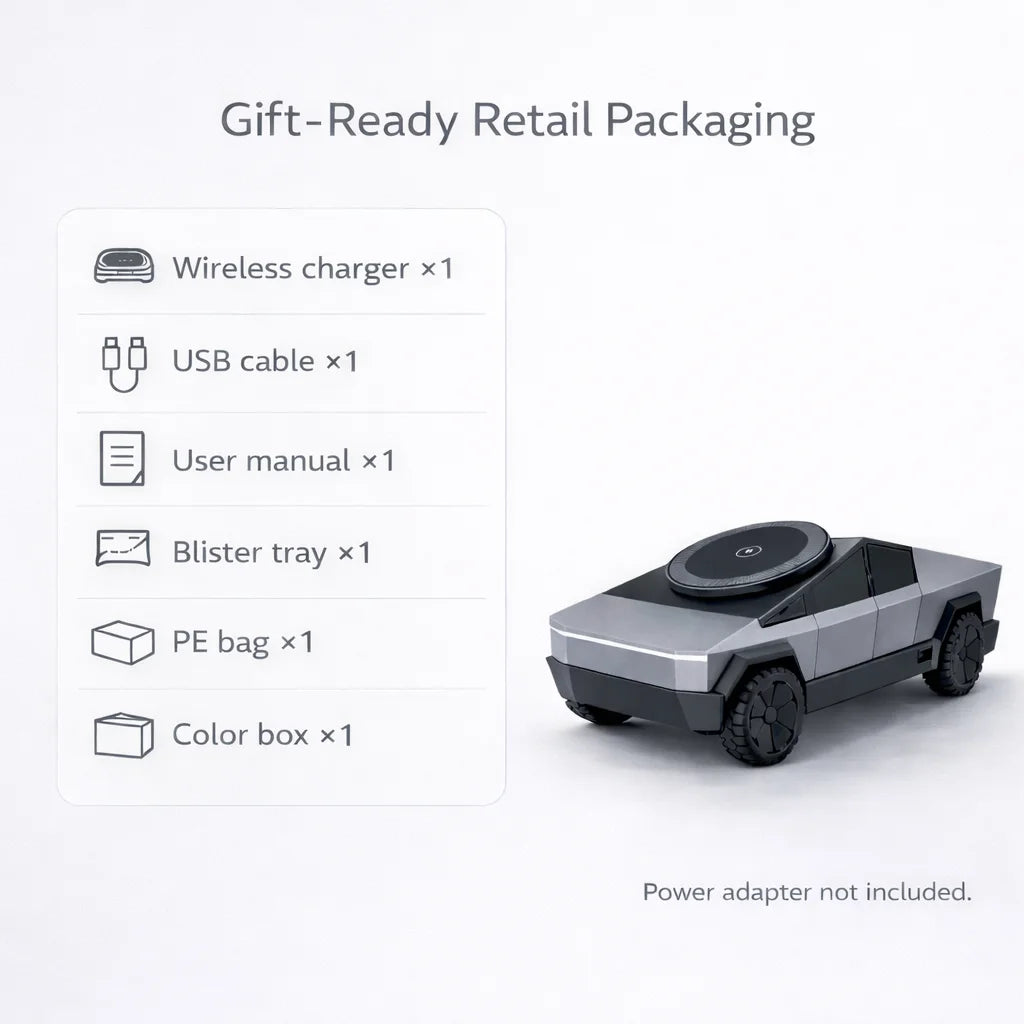 Certified 3-in-1 Magnetic Fast Charging 15W Wireless Charging Station Cybertruck Desk